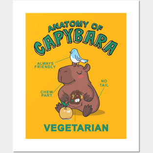 Friendly Capybara Vegetarian Posters and Art